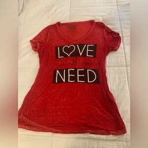 Red Short Sleeve 'Love Is All You Need' Tee